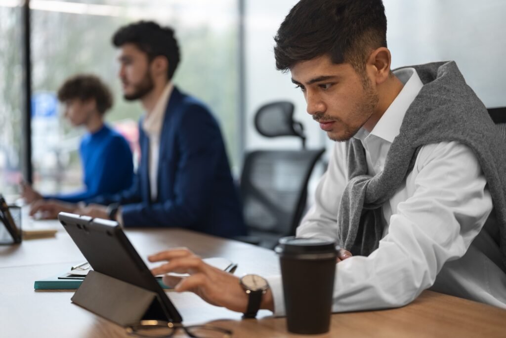 people office analyzing checking finance graphs min